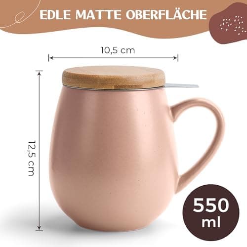 Teetasse mit Sieb XXL - 550 ml - für Tee-Zubereitung bei Bedarf