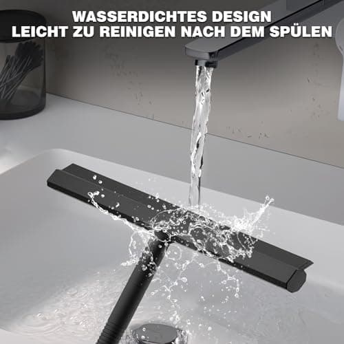 Duschabzieher Silikon Edelstahl-Kern Schwarz
| Abzieher Dusche mit Halter für Fliesen und Fenster
| Duschkabinenabziehe