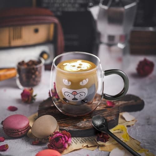 Ecooe Katzen Tasse Süße Doppelwandige Gläser Geburtstag Geschenke für Frauen