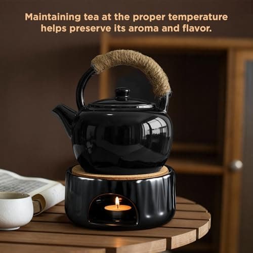 Ecoe Stövchen Teewärmer Kaffeewärmer 320ML Edelstahl mit Teelichtofen und Teelichthalter für Tee und Kaffee