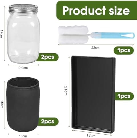 2er-Pack Keimglas Sojasprossen, 1000-ml-Keimglas mit 2 verstellbaren Ständern, Samenkeimgläser