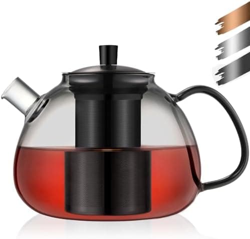 Ecooe Original 1500ml Bronzeschiefer Glass Tea Kettle Borosilicate Glass Tea Infuser with Removable 18/8 Stainless Steel