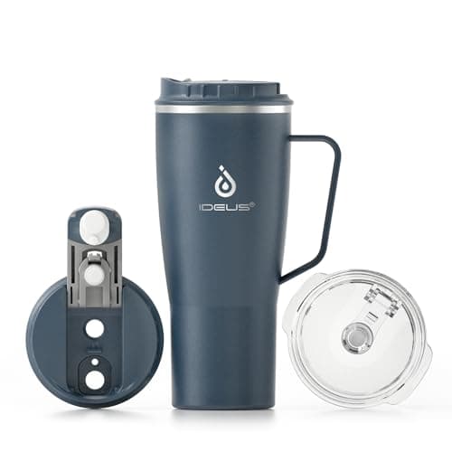 Ideaux Isolierbecher 14oz (420ml) | Doppelwandig | Eign. für Kaffee & Tee - Grün | Auslaufsicher | Reisebef. | Heiß & Ka