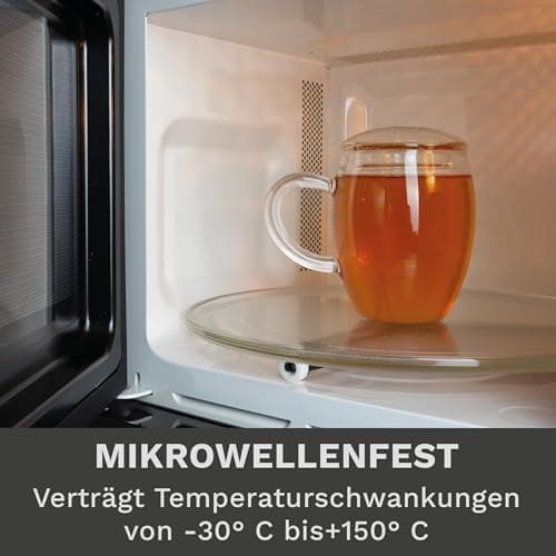 Creano Teeglas all in one 400ml - Große Teetasse mit Edelstahlsieb und Glasdeckel für echten Geschmack (1x 400ml)  
Crea