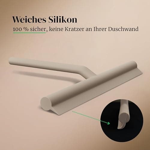 Silikon Duschabzieher ohne Bohren für Duschkabinenabzieher - Extra breiter Abzieher & Wischer - 24 cm Lippe