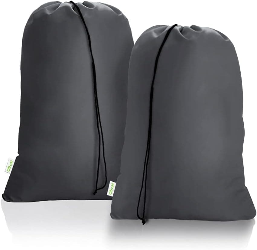 OTraki Großler Wäschesack für Reisen und Zuhause, 2 Pack 70x115cm Maschinenwaschbar Wäschebeutel mit Kordelzug (Grau + G