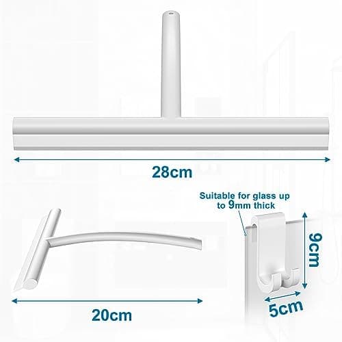 MOSUO Silikon Duschabzieher für Badezimmer und Spiegel (White 28CM)
| MOSUO Abzieher mit Edelstahl-Kern für Fensterabzi