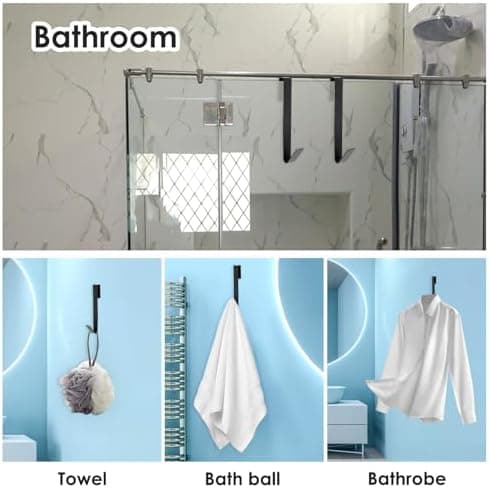 Sibba DuschtüRhaken - Edelstahl-Handtuchhaken für Bademantel, robust und Bohrfrei, 2 Stückecn, für Badezimmer, schwarz