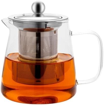 Teekanne Glas mit Siebeinsatz 450ml klar Hitzebeständig für Schwarzen Tee