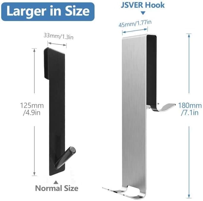JSVER Glaswand Haken ohne Bohren Edelstahl Doppeltief Duschdome Schwarzer SchutzfürsGlas 6-12mm - 2 Stück