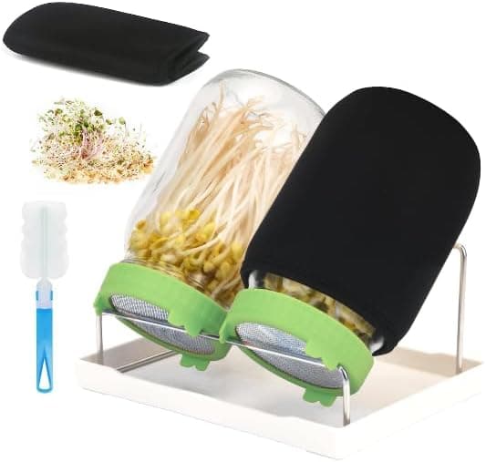 Sprossen Keimglas Set Edelstahl Filtergitter Ständer Microgreens Zucht
