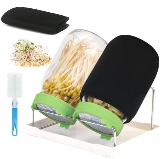 Sprossen Keimglas Set Edelstahl Filtergitter Ständer Microgreens Zucht