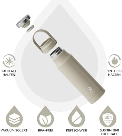 Ideaux Isolierbecher 14oz (420ml) | Doppelwandig | Eign. für Kaffee & Tee - Grün | Auslaufsicher | Reisebef. | Heiß & Ka