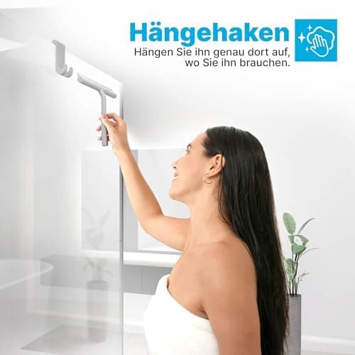 Minismus Silikon Duschabzieher Schwarz 28cm - Makellose Oberflächen, Kein Bohren erforderlich, Glas & FensterHalterung i