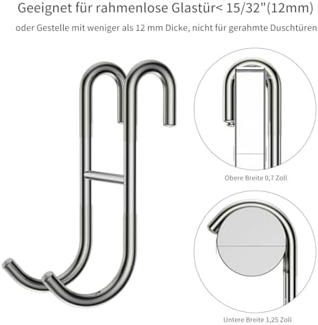 Duschhaken Silber 3 Stück für Glasscheibe ≤ 10mm & 30mm Badezimmerschleuse Halterung