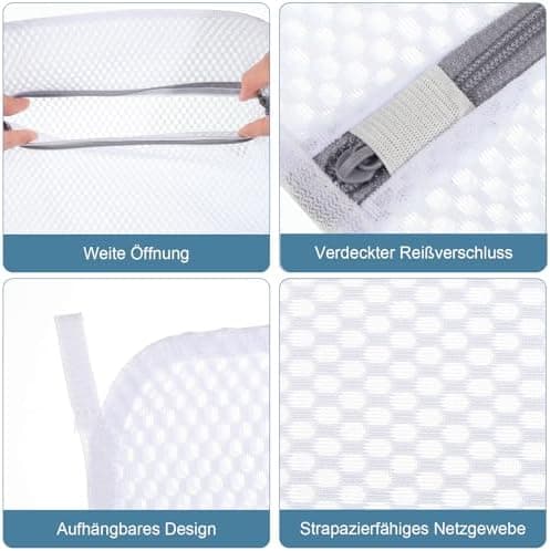 3 Stück Wäschesäcke mit Wabenstruktur für Feinwäsche und BH im Format 50 x 60 cm Waschmaschine-Wäschenetz mit Reißversch