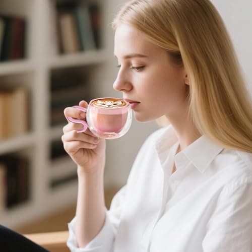 Ecooe Katzen Tasse Süße Doppelwandige Gläser Geburtstag Geschenke für Frauen