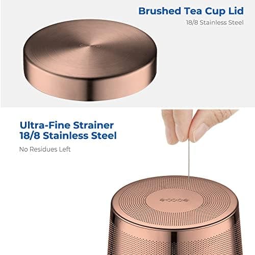 EcoOE 440 ml Borosilikat Teetasse mit Ultrafein Edelstahl Sieb und Natürlicher Bambus Deckel für Koffeinfreie Getränke