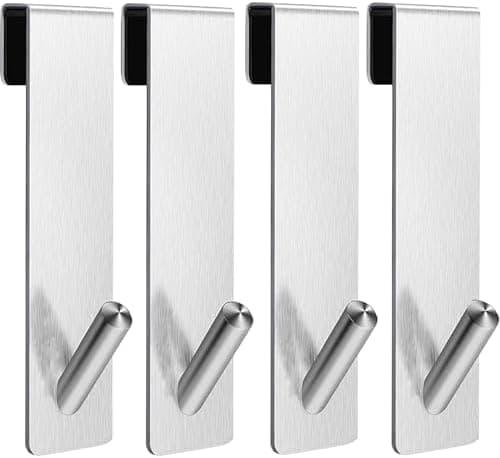 Edelstahl Verbesserte Duschhaken 4 Stück ohne Bohren für Glaswand Handtuchhalter mit Schutzmatte Dusche Zubehör Robust u