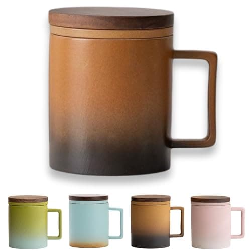 JanYoo Keramik Teetasse mit Deckel und Sieb für Teeliebhaber, 300ml Blooming Tea Geschenke