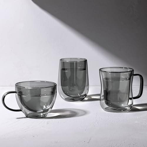 Ecooe Doppelwandige Kaffeetassen Glas 2er Set für Cappuccino und Tee Borosilikatglas