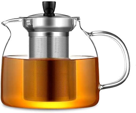 Ecooe 1000mL Teekanne mit Stövchenglas und Edelstahl-warme-teee-Teebereiter