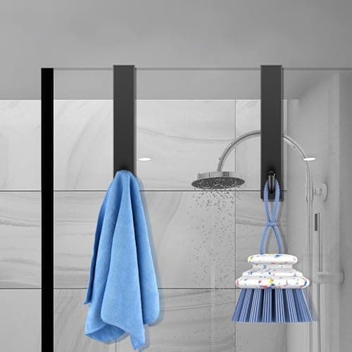 ARTOYS Silber Duschhaken ohne Bohren – 4 Stück für Badezimmerglas 8mm, Kleiderhaken, Duschbad