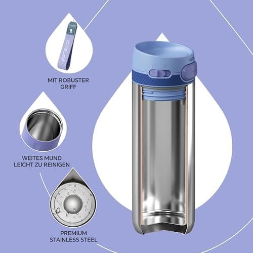 Ideaux Isolierbecher 14oz (420ml) | Doppelwandig | Eign. für Kaffee & Tee - Grün | Auslaufsicher | Reisebef. | Heiß & Ka