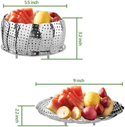 Edelstahl Dampfgarer für Baby-Nahrung, einstellbar Dünsteinsatz faltbarer Körbchen, rostfrei für Spülmaschine (14-23cm)