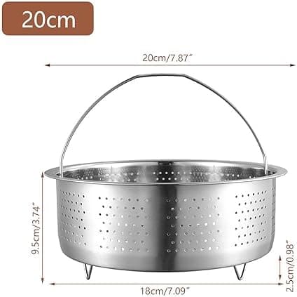 Edelstahl Dampfkorb Topf Einsatz für Dünsten und Garen Dampfeinsatz mit Griff Topf für Gemüse und Früchte (Rund 22cm)