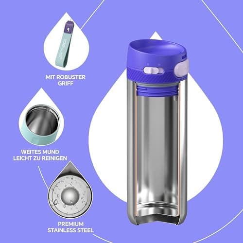 Ideaux Isolierbecher 14oz (420ml) | Doppelwandig | Eign. für Kaffee & Tee - Grün | Auslaufsicher | Reisebef. | Heiß & Ka