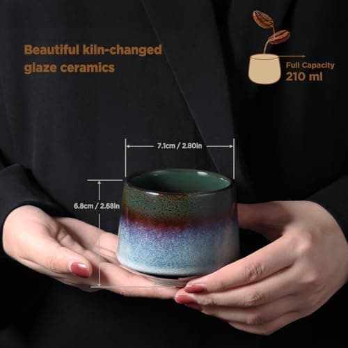Cappuccino Tassen Set Dickwandig aus Steingut - Porzellan Kaffeetassen set für Männer Geschenke
