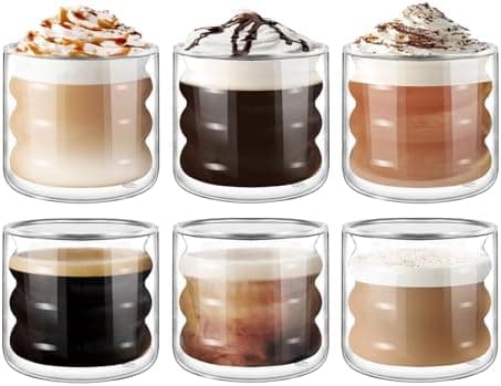 Ecoe Doppelwandige Kaffeegläser 350ml für Cappuccino und Tee, Borosilikatglas, Eis und Milch zu Hause und im Büro