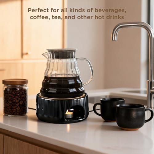 Ecoe Stövchen Teewärmer Kaffeewärmer 320ML Edelstahl mit Teelichtofen und Teelichthalter für Tee und Kaffee