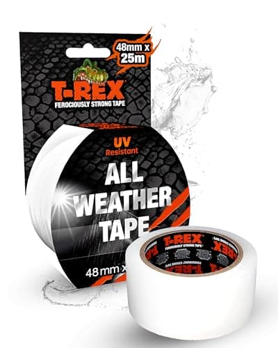 T-Rex Wetterfestes Transparentes Klebeband 48mm x 25m – Extra Stark für Indoor & Outdoor – UV-Fest – Ideal für Markisen-