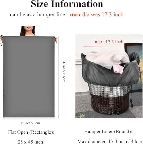 OTraki Großler Wäschesack für Reisen und Zuhause, 2 Pack 70x115cm Maschinenwaschbar Wäschebeutel mit Kordelzug (Grau + G