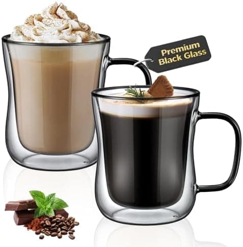 Ecooe Doppelwandige Kaffeetassen Glas 2er Set für Cappuccino und Tee Borosilikatglas