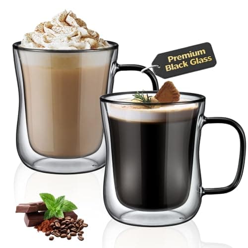 Ecooe Doppelwandige Kaffeetassen Glas 2er Set für Cappuccino und Tee Borosilikatglas