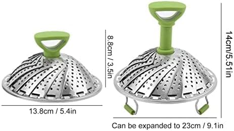 Edelstahl Dampfgarer mit Griff für Küche, Ideal für Gemüse und Meeresfrüchte, 13cm bis 23cm, Faltbar und Einziehbar, Spü