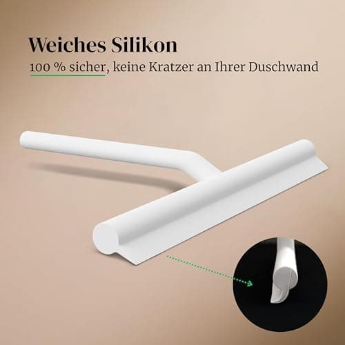 Silikon Duschabzieher ohne Bohren für Duschkabinenabzieher - Extra breiter Abzieher & Wischer - 24 cm Lippe