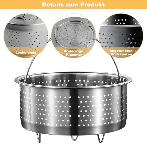 Edelstahl 304 Dampfgarer Topf für schnell kochendes Gemüse und Früchte mit Griff (22cm) - Topf mit Dämpfereinsatz für Ko