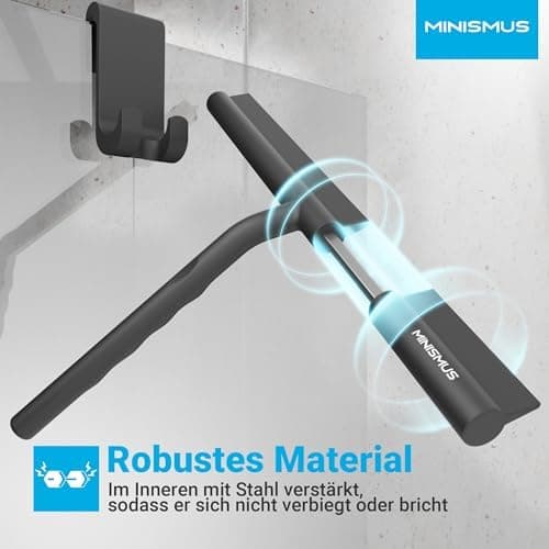 Minismus Silikon Duschabzieher Schwarz 28cm - Makellose Oberflächen, Kein Bohren erforderlich, Glas & FensterHalterung i