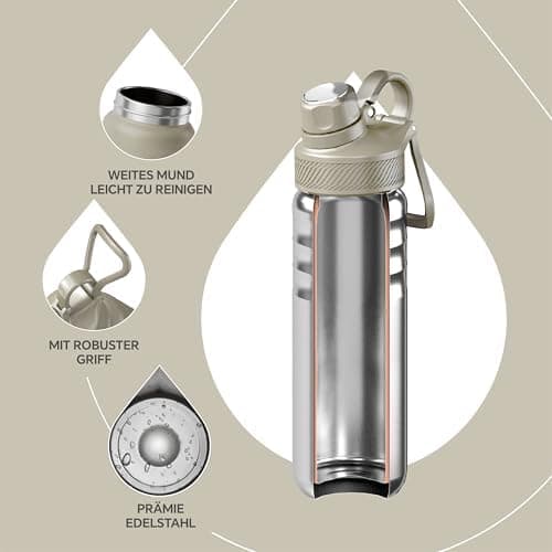 Ideaux Isolierbecher 14oz (420ml) | Doppelwandig | Eign. für Kaffee & Tee - Grün | Auslaufsicher | Reisebef. | Heiß & Ka