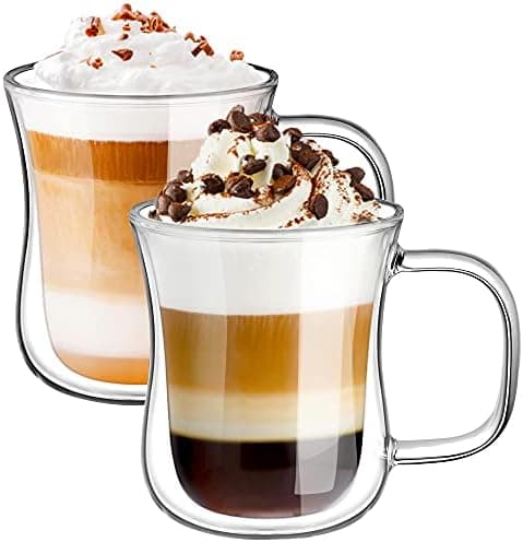 Ecooe Doppelwandige Kaffeetassen Glas 2er Set für Cappuccino und Tee Borosilikatglas