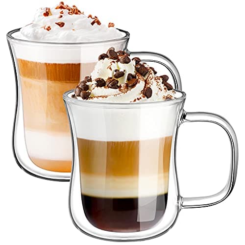Ecooe Doppelwandige Kaffeetassen Glas 2er Set für Cappuccino und Tee Borosilikatglas