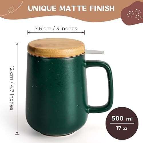 Keramik Teetasse Groß mit Sieb - Teegeschenke - Pastelltürkis