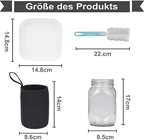 Edelstahl Sprouting Jar Glas 2er Set mit Filtergitter und Ständer,ideal für Microgreens-Zucht