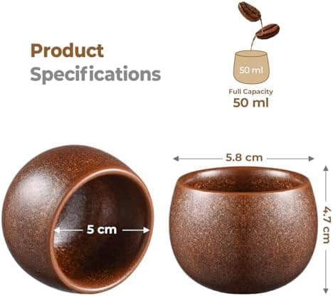 EcoeEspressotassen Dickwandig Porzellan 5er Set 50ml, Handgefertigte Keramik Kaffeetassen für Damen und Herren, ideale W