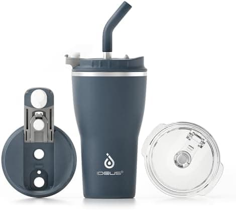 Ideaux Isolierbecher 14oz (420ml) | Doppelwandig | Eign. für Kaffee & Tee - Grün | Auslaufsicher | Reisebef. | Heiß & Ka