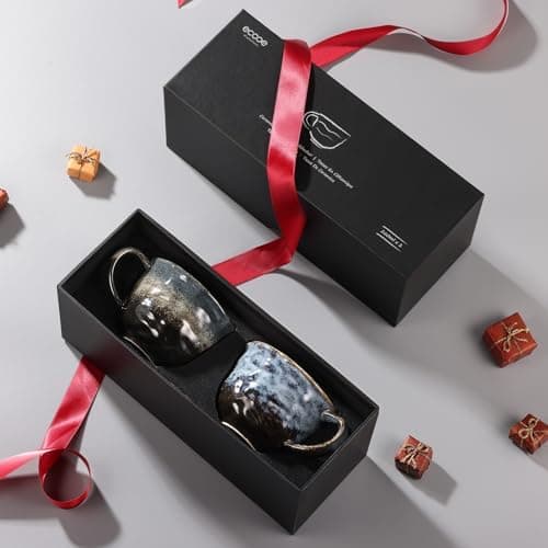 Cappuccino Tassen Set Dickwandig aus Steingut - Porzellan Kaffeetassen set für Männer Geschenke